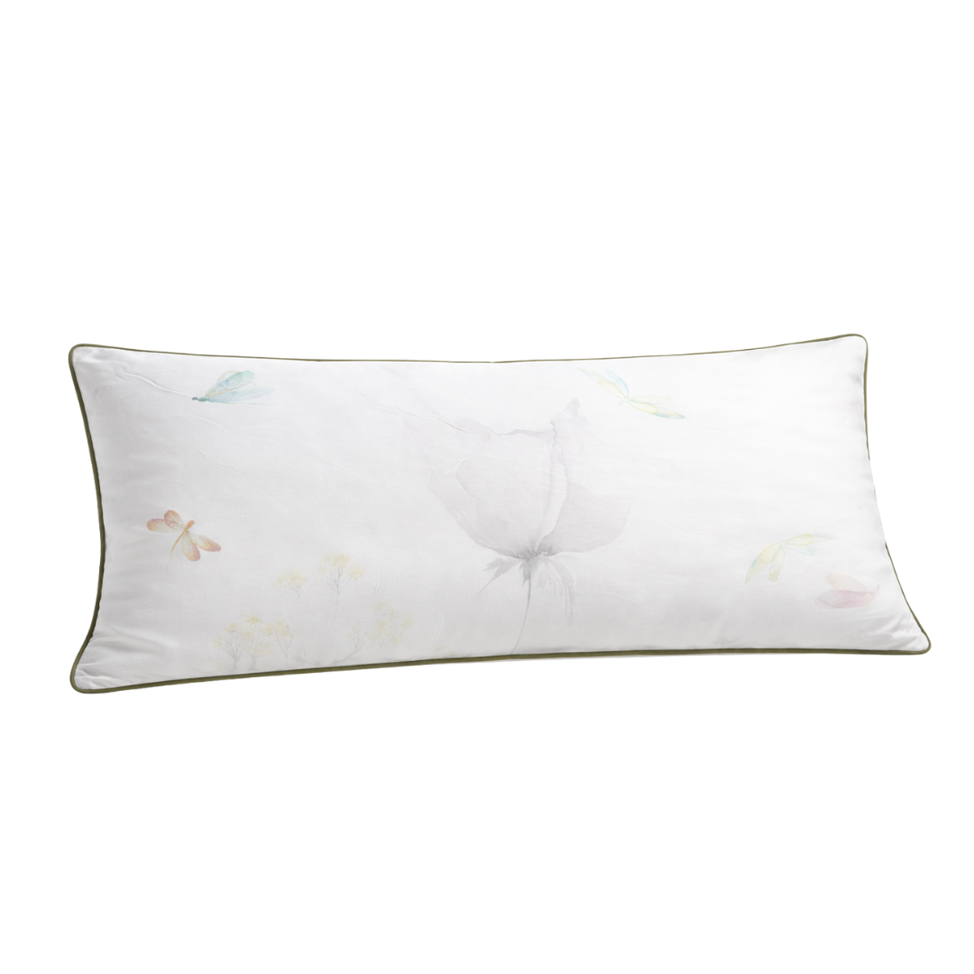 Kissenbezug Libellula 40x80 aus Mako Satin mit floralen Aquarellmotiven und Libellen, Bettwäsche in Deutschland produziert