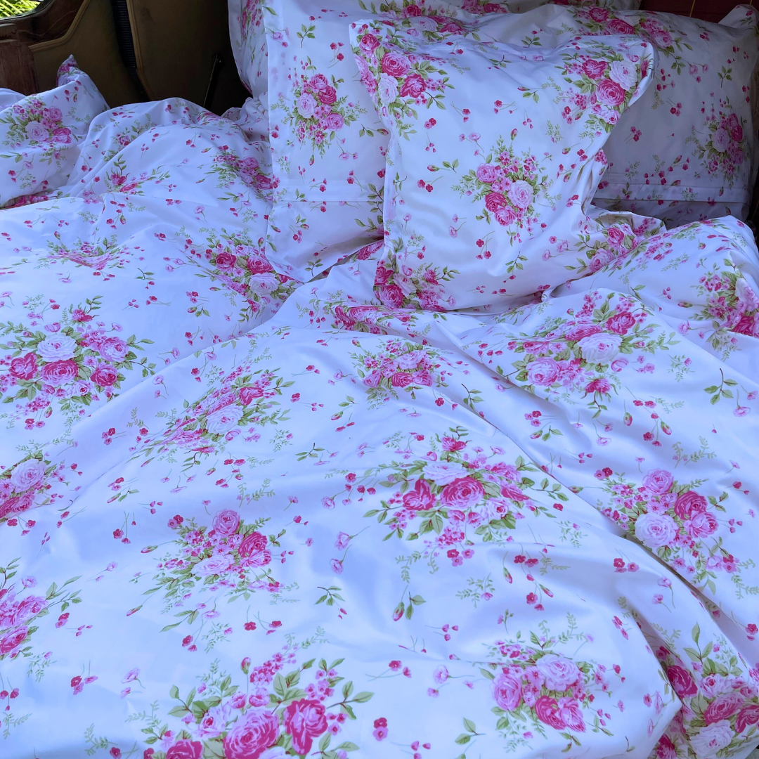 Kissenbezug Rosalyn passend zur LuxCocoon Bettwäsche – harmonisches Set aus floralem Mako-Satin-verschiedene Kissengrößen