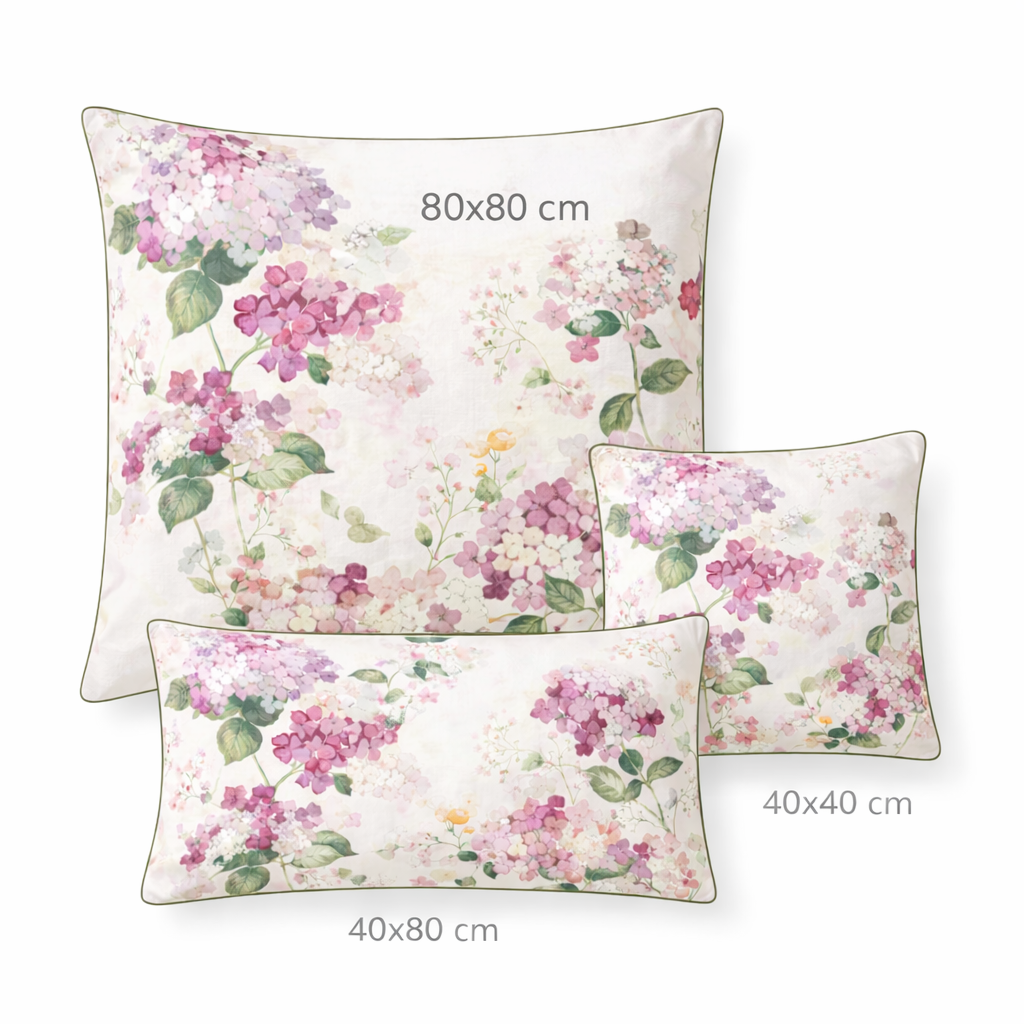 Floraler Mako-Satin Kissenbezug aus Baumwolle in den Größen 40x40 cm und 40x80 cm – hochwertige, in Deutschland gefertigte Kissenhüllen