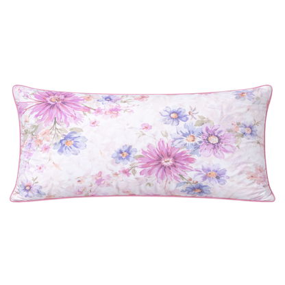 Rechteckiger Kissenbezug Fleur Rosée 40x80 cm aus hochwertigem Mako-Satin mit floralem Blumenmuster