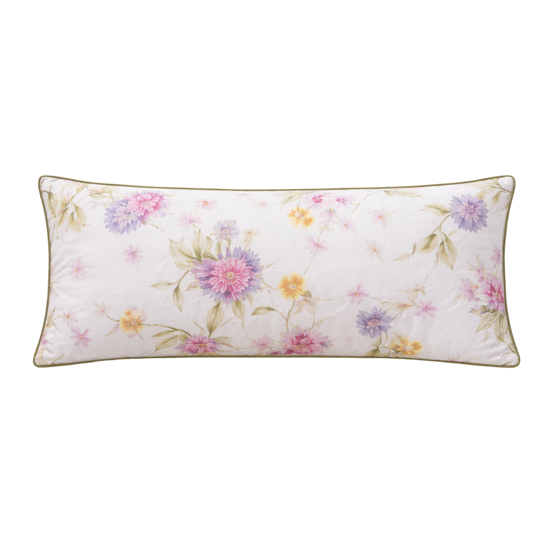Kissenbezug Delia aus Mako-Satin 40x80 cm – florales Design mit Reißverschluss
