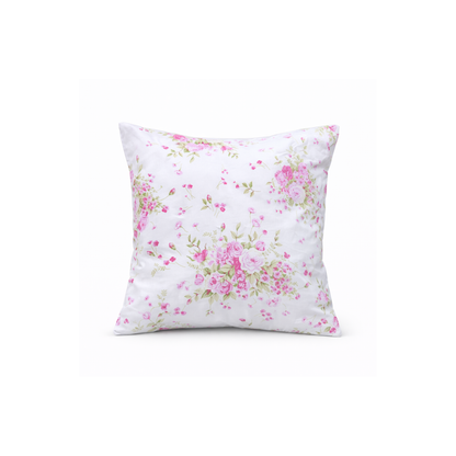 Kissenbezug Rosalyn 40x40 cm aus 100 % Mako-Satin mit floralem Design in zarten Beige- und Rosétönen
