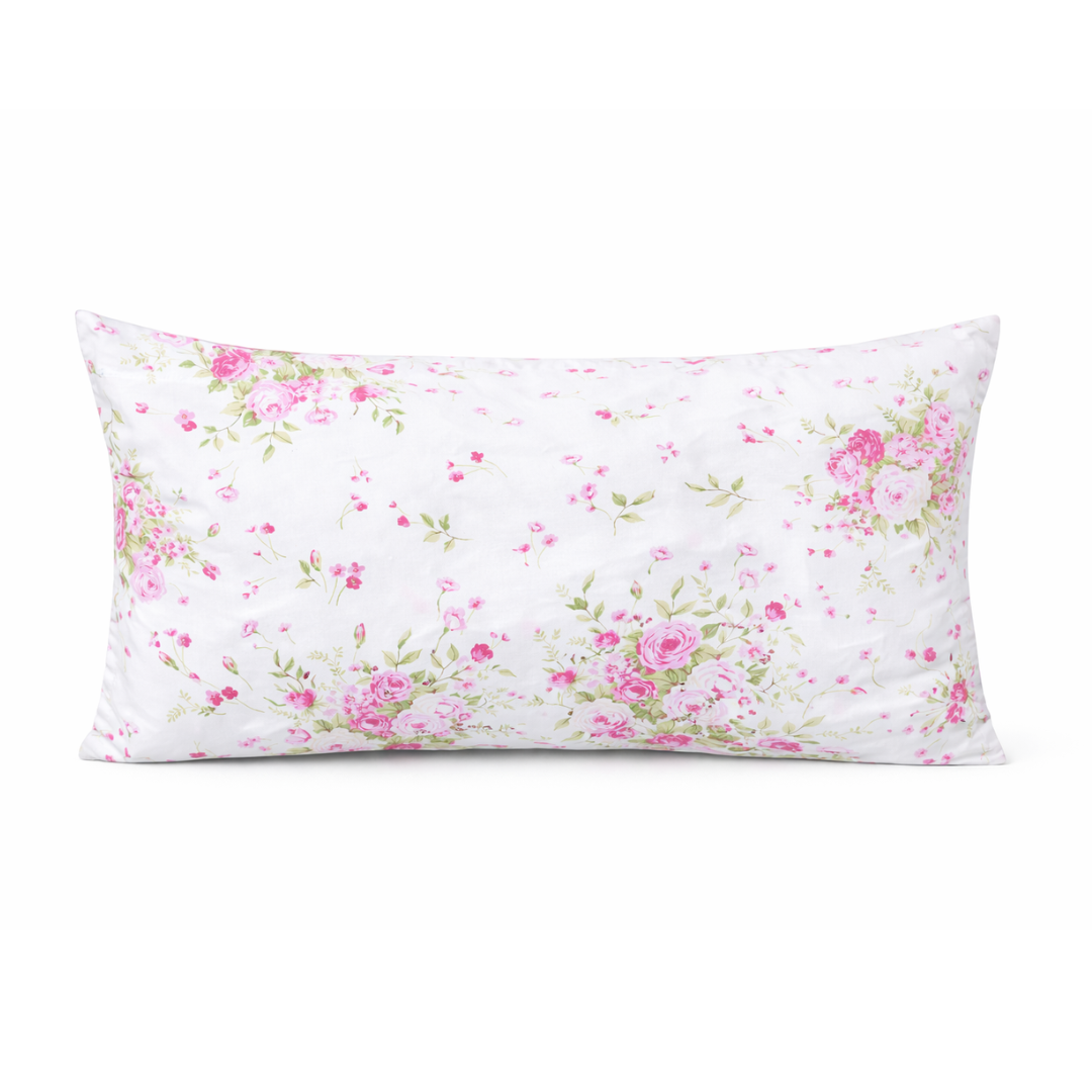 Rechteckiger Kissenbezug Rosalyn 40x80 cm aus hochwertigem Mako-Satin mit floralem Blumenmuster