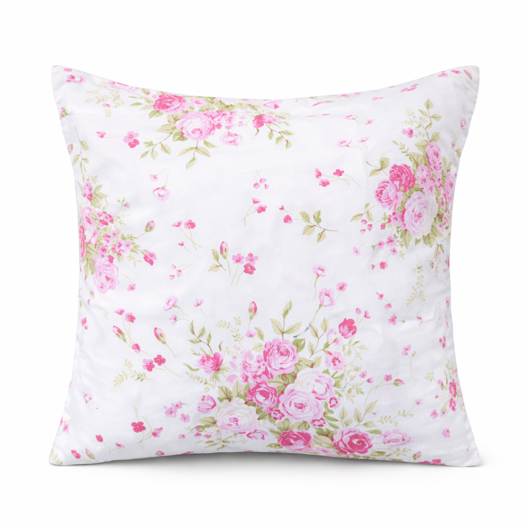 Großer Kissenbezug Rosalyn 80x80 cm aus Mako-Satin mit romantischem floralem Design