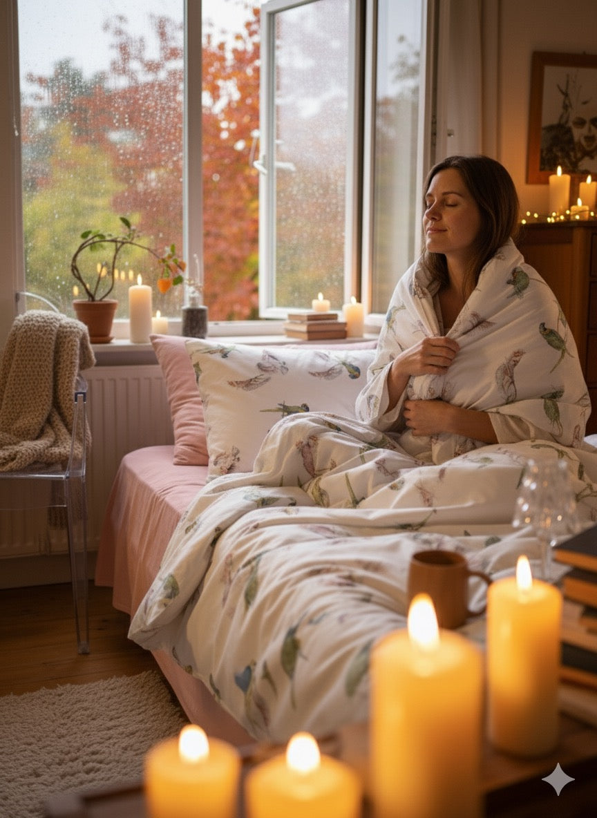 Entspannte Abendroutine mit LuxCocoon Mako Satin Bettwäsche – gefertigt in Deutschland