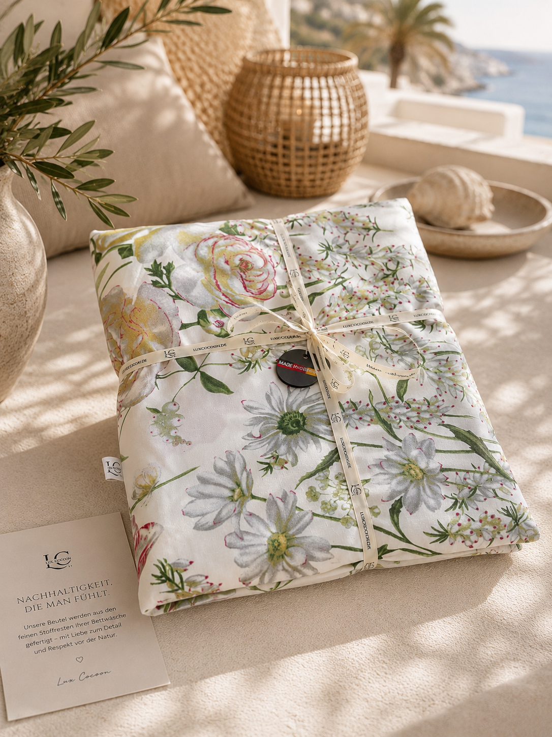 Premium Luxusbettwäsche im mediterranen Stil mit hochwertiger Geschenkverpackung von Lux Cocoon