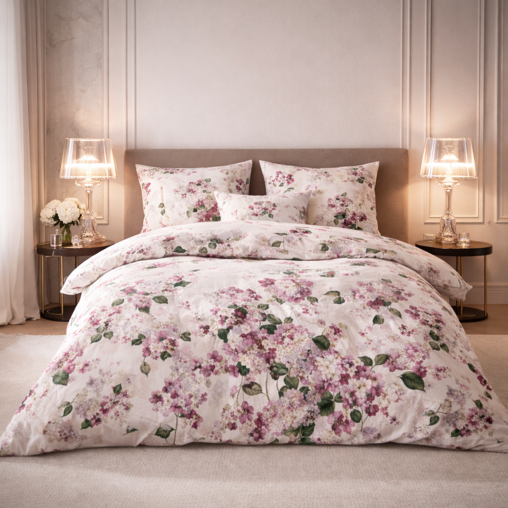 Mako Satin Bettwäsche 4-teilig aus 100 % Baumwolle – hochwertiges florales Bettwäsche-Set, in Deutschland gefertigt