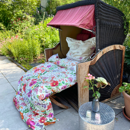 Mako-Satin Bettwäsche Sommerblume – hochwertig verarbeitet und Made in Germany